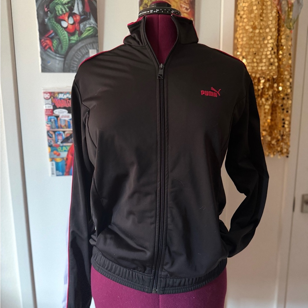 Puma Black Tracksuit with Pink and White Accents